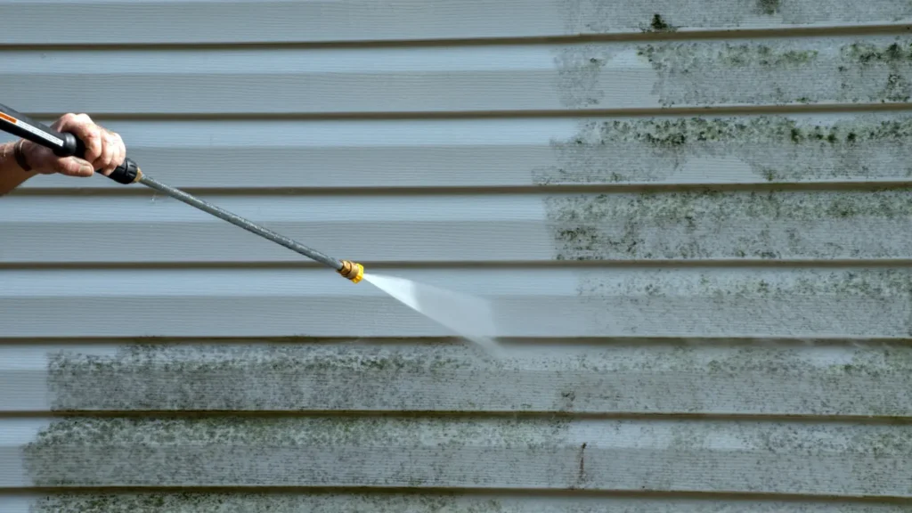 Mycie wodą elewacji pokrytej płynnym szkłem